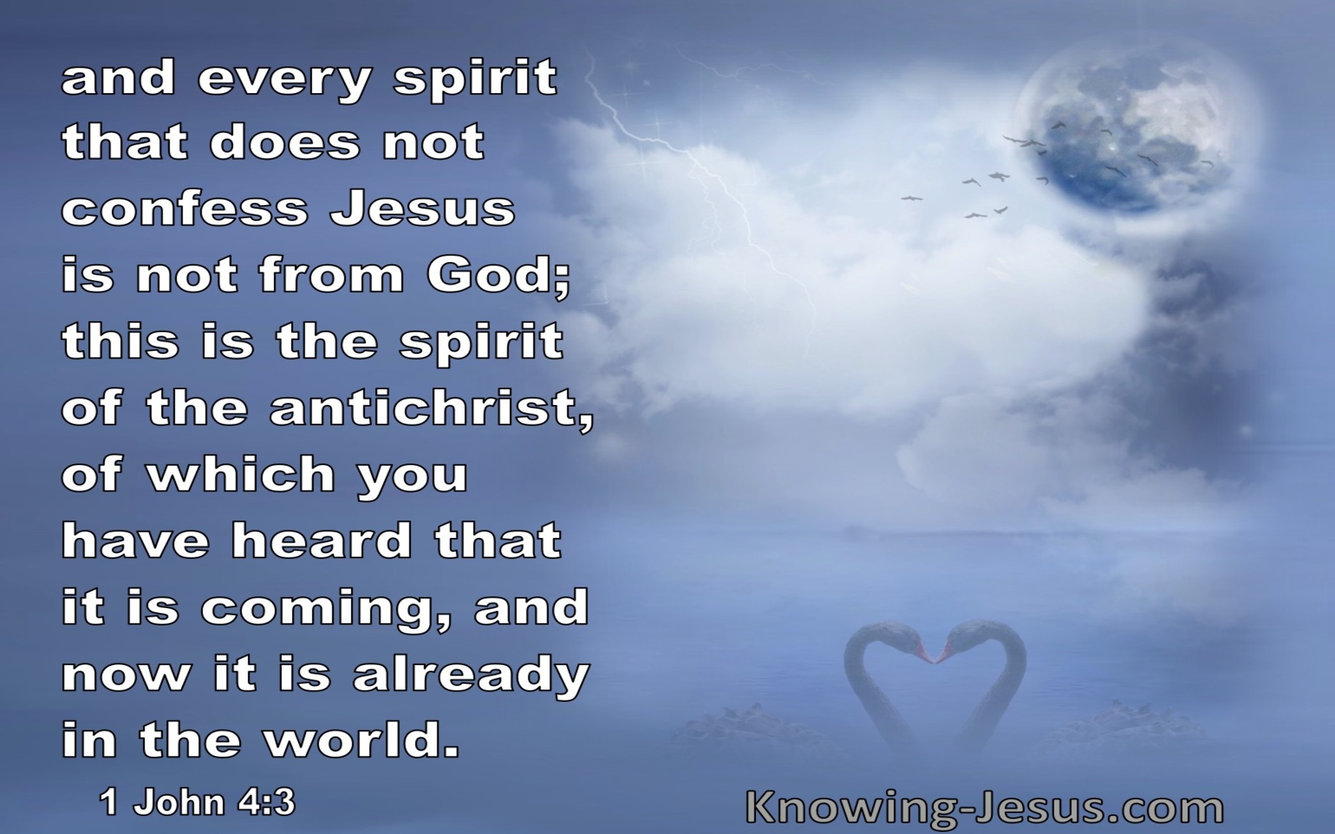 1 John 4:3 Every Spirit That Does Not Confess Jesus Is The Spirit Of The Antichrist (blue)